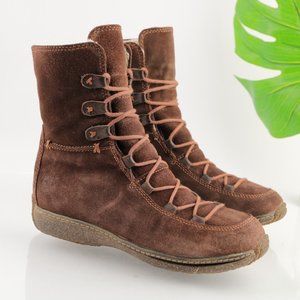 Timberland Women's Reykir Ghillie Hiker Boots Size 8.5 Brown Suede Lace Up Shoe
